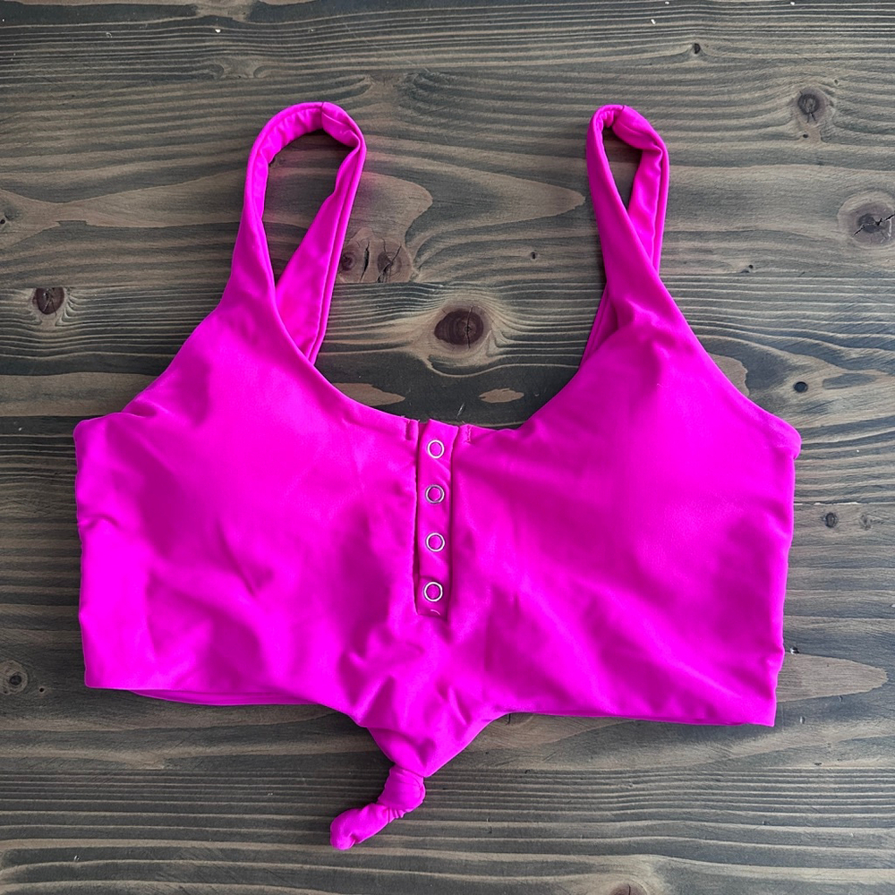 ZAFUL Pink Bikini Top Women’s US 4 Scoop Neck Button Front
